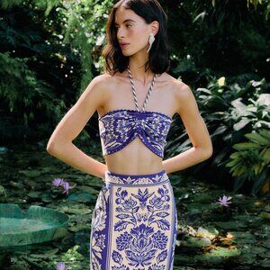 FARM Rio Off-White Delicate Tapestry Knit Top